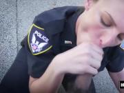 Horny blonde cop loves to suck a cock before fucking it in outdoors in front of her partner. Join us