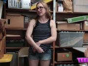 Nerdy teen combating the law with her bare ass