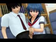 3D Busty Coed Plays in School Library!