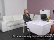 Blonde masturbates in casting interview