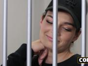 Small tits European teen is getting fucked by a horny officer!