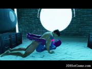 3D Blue Alien Hottie Fucked in a Temple!