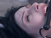 Strapped pale babe anal rough fucked