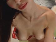 Hot Brunette Plays with Her Dildo