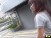 Kinky asian teen pees on street