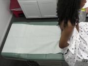 Ebony babe blows doctor for better results