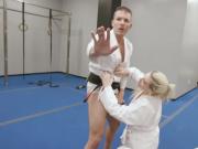 Karate hotties Abigail Peach Bella Rolland and Olivia Grey pleases their trainers rod