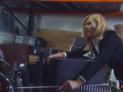 Blondie milf railed by nasty pawn dude in storage room