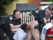 Horny female cops subdue suspect into banging them in doggystyle