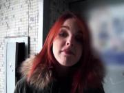 Redhead amateur eating one large dick in POV