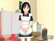 Hentai maid opening legs and giving hot blowjob