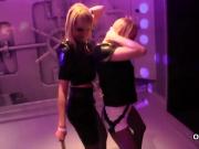 Nice lookers give blowjob and enjoy fucking and gangbang