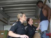 Horny cop gets fucked in doggy style at a warehouse by black dude with huge cock. Join us