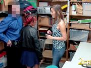 Outraged milf comes to cops office to pick up her teen after shoplifting