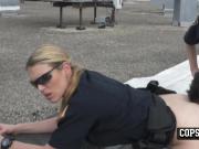 Officer Jane subdues peeping tom into drilling her hard in doggystyle