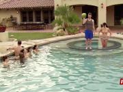 Trish and Jp foreplay with other couples in the pool