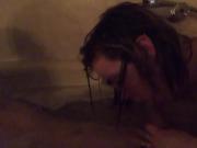 Brunette tinder date has sex on bath tub