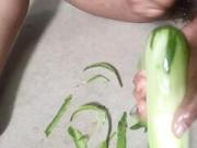 A Huge Cucumber in My Pussy. Fucking With Cucumber.