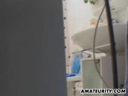 Busty amateur girlfriend sucks and fucks in the bathroom