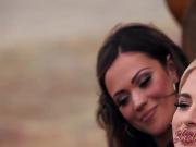 Gorgeous lesbians Maya and Lyssa making hot love outside