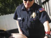 Artist gets caught for painting gang signs by busty milf cops