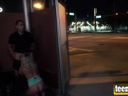 Valerie White gets deepthroated and fucked hard at the street corner