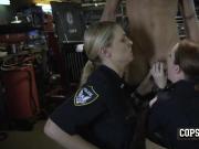Mechanic pulls his cock out for milf cops to take it hard and deep