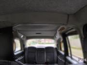 Slim big fake tits blonde bangs in a cab