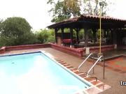 Skinny tgirl masturbating while sucking black cock