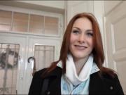 Redhead Eurobabe sucks off and gets fucked for some money