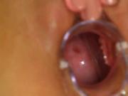 Kissable nympho is gaping narrow honey pot in close range and climaxing