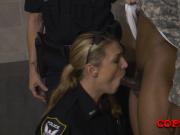 Milf cops make phony soldier drill their horny cunts in different poses