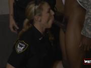 Fake black soldier is fucking with two busty females cops!