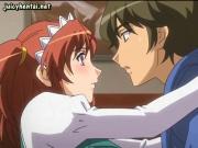 Sweet anime redhead making love
