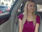 Big natural tits teen banged by stranger inside his car