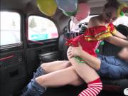 Sweet babe in costume likes drivers cock in her pussy