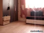 Skinny Brunette Girl Strips