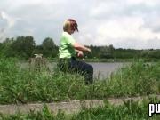 Fat Woman Flashing A Cargo Ship