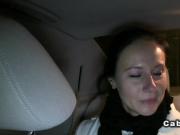 Cheated hairy babe fucks in fake taxi