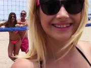 Horny sexy besties enjoyed nasty group sex by the beach