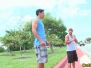 Two gay dudes come to work out but instead suck stiff d