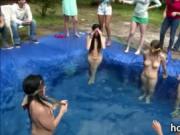 Amateur girls homemade pool challenge and sucking cock