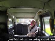 Nasty Brit rimjob and deepthroat in fake taxi