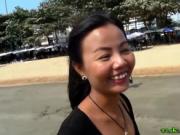 Sexy Thai babe picked up on the beach and fucked POV