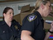 Curvy females in cop uniform are having hot interracial