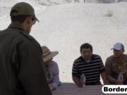 Teen gets banged by horny border guard outdoors