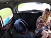 Lesbians making selfies in fake taxi