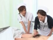 Sexy asian nurses go crazy jerking and sucking on an ha