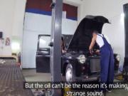 Horny babe fucks auto mechanic