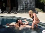 Two horny masseuse giving nuru massage and sharing on c